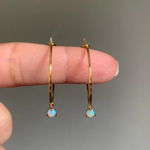Petite Opal Hoops (NWT) - Picture 4 of 5